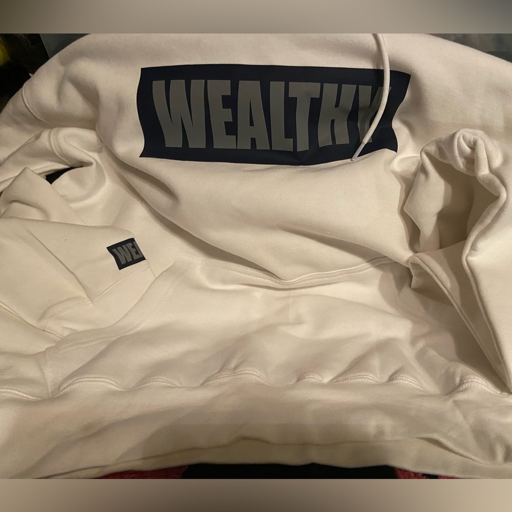 Brand new original wealthy white with navy blue and gray Men s  hoodie brand new